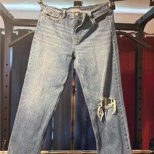 Old Navy Medium Blue Ripped Boyfriend Jeans